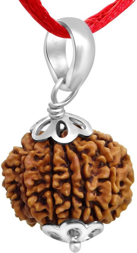 | 8 Mukhi/ Faced Rudraksha Pendant With Silver Coated Capping, Bead Size: 15-20mm, Nepal Originated Rudraksh | 100% Original And Natural Rudrakash | Wood Pendant