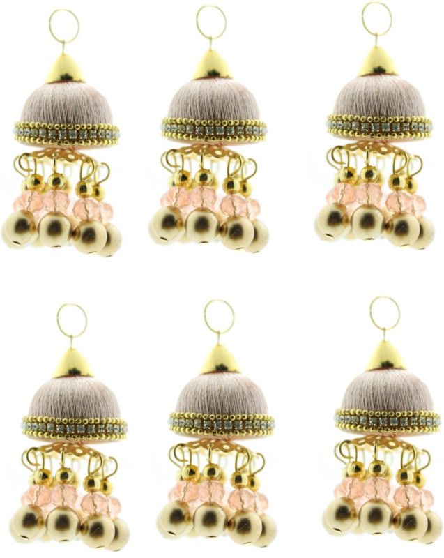 Fashionhaat Stylish & Trendy Women's Peach Silk Thread Ethnic Work Hanging Latkan for Saree Blouse Dupatta Lehenga Pack of 3 Pairs ( Peach & Golden) Brooch  (Orange)