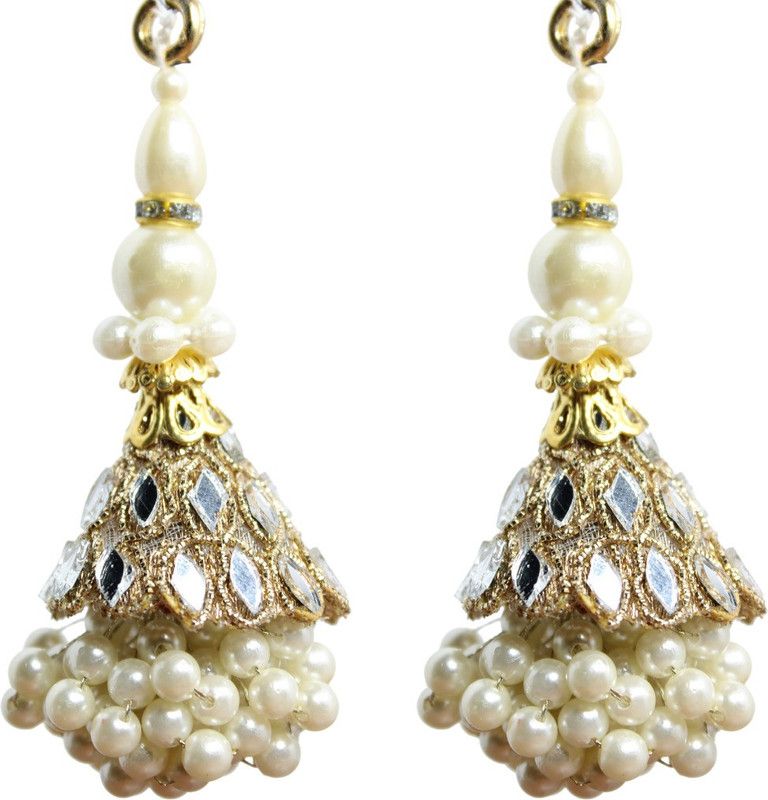 Fashionhaat White Latkan For suit Kurtis Gown Saree Blouse Dupatta Lehenga ( 1 Pair) Brooch  (White)
