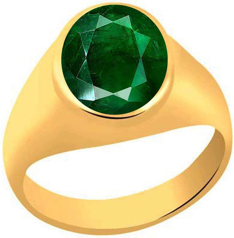 Certitone Original 9.25 Ratti Natural Emerald Stone (Panna Stone) Panchdhatu Alloy Emerald Gold Plated Ring