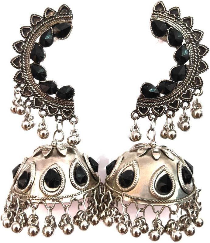 Antique Black Oxidised Earrings/Jhumka/Women & Girls/Partywear/Ghungroo/ Beads Alloy, German Silver, Sterling Silver Jhumki Earring, Earring Set, Drops & Danglers, Earring Set, Hoop Earring, Earring Set