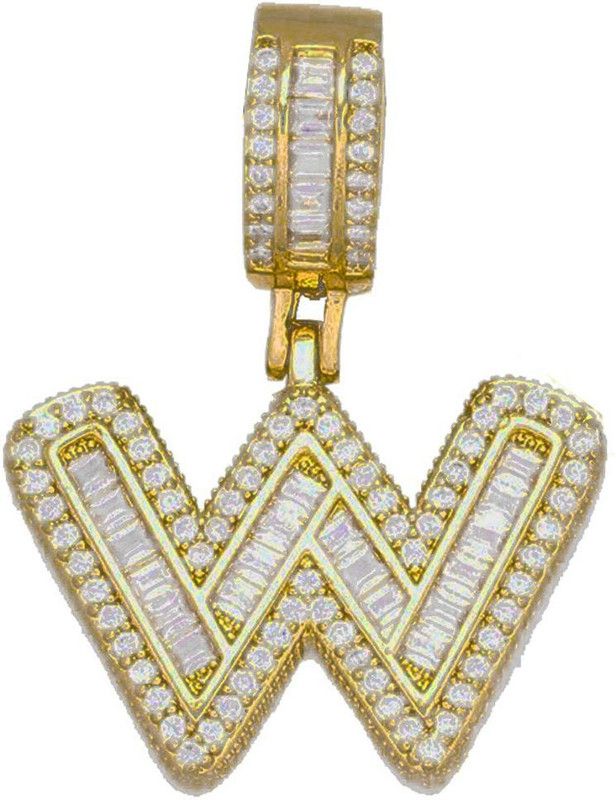 W-Pendant Only Gold-plated Cubic Zirconia Copper Pendant