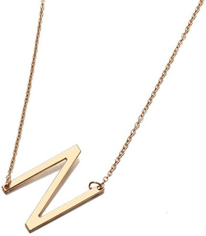 Unisex Golden Initials N English Letter Alphabets Necklace Alloy Necklace