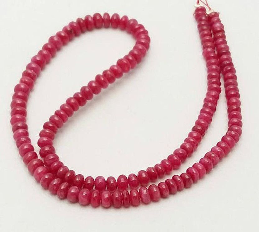 13 inch strand of gem african ruby 6mm rondelle smooth beads Ruby Stone Necklace