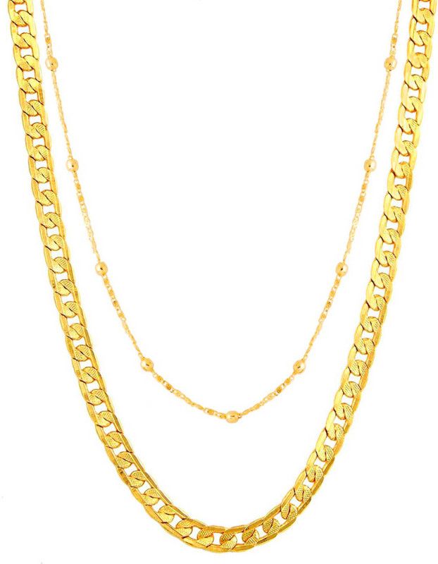 Most Popular Design Gold plated chain stylish & fancy light weighted Pack Of 2 For Men,Women(20inch) Gold-plated Plated Brass, Alloy Chain