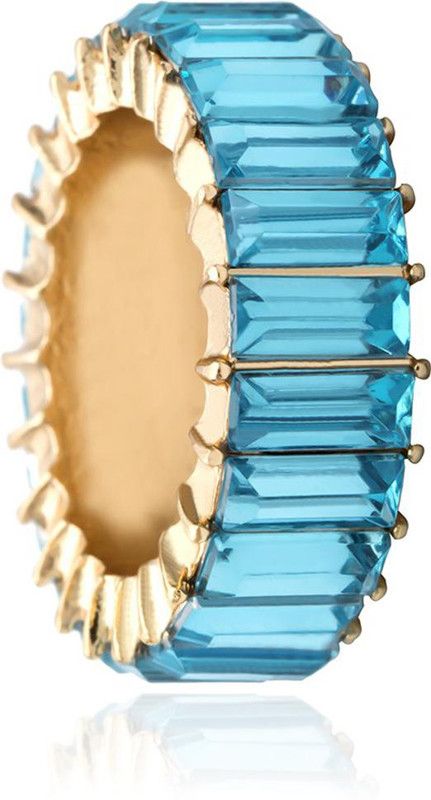 Statement Square Zircon Blue Ring Gold plated /Band Ring for Women & Girls Alloy Alloy Crystal Gold Plated Ring