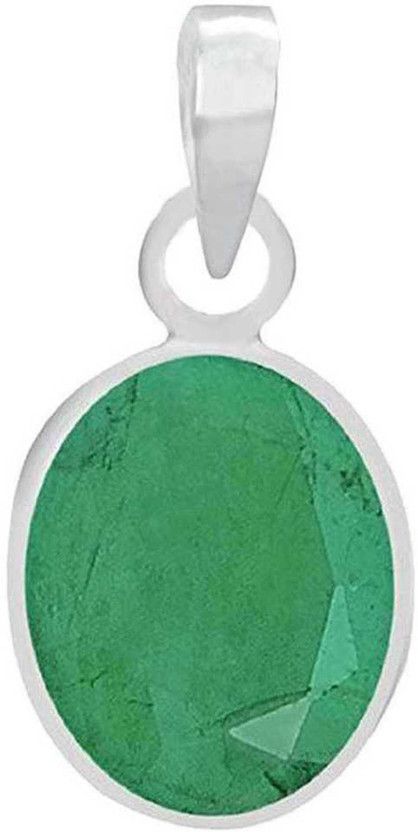 Natural Certified Emerald (Panna) 7.25 Ratti or 6.6 Carat for Male & Female 92.5 Sterling Silver Pendent Emerald Sterling Silver Pendant