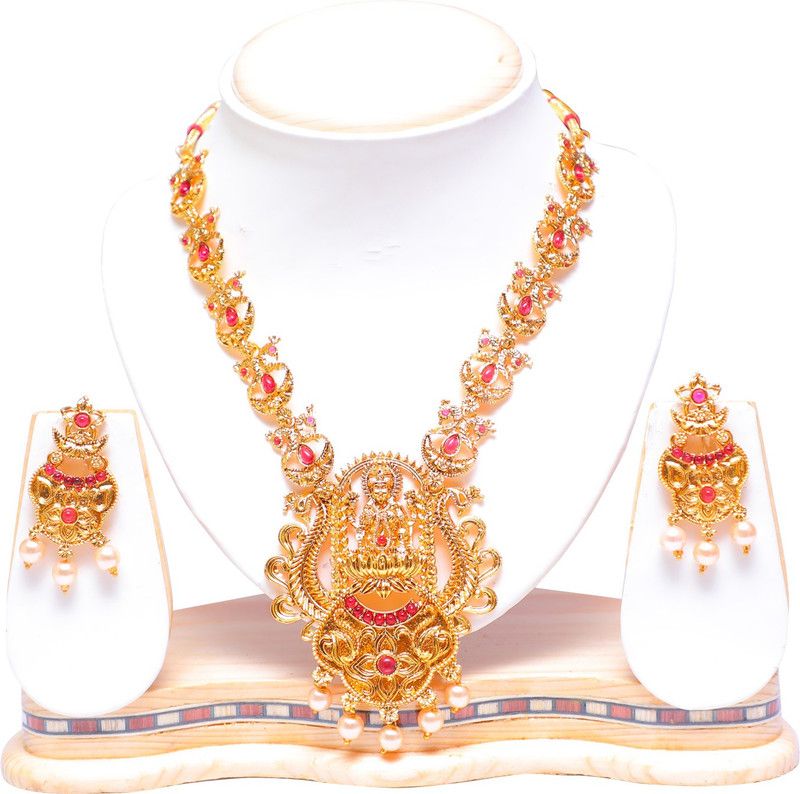 Alloy, Brass, Copper Jewel Set  (Maroon, Gold)