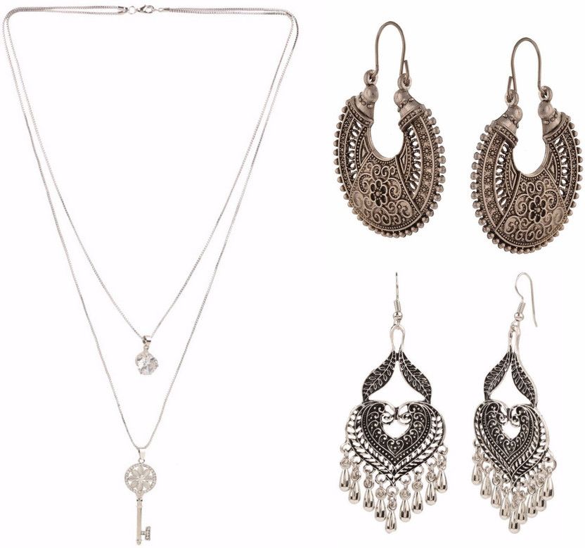 Alloy Copper Silver Jewel Set  (Pack of 1)