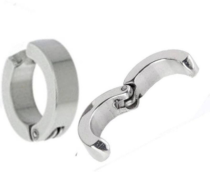Trendy & Stylish Cool Dude Silver Non Piercing Earrings For Men- 1Pair Metal Cuff Earring, Clip-on Earring, Plug Earring, Stud Earring