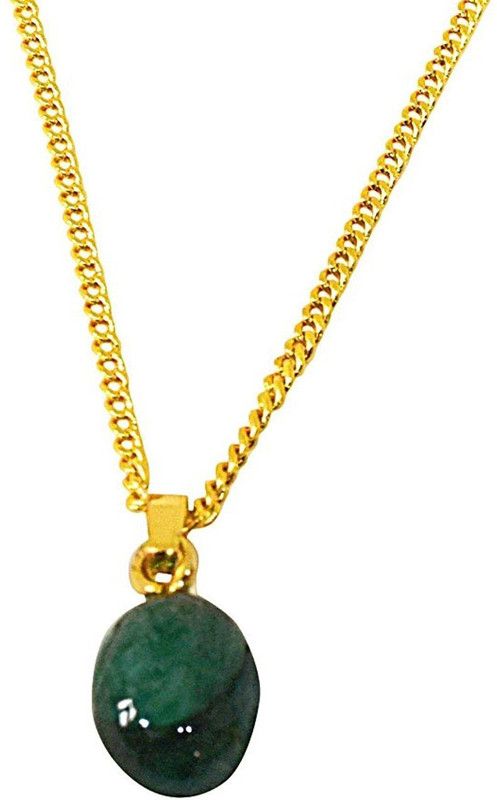 4.44 cts Real Natural Green Emerald Pendant for Girls with Gold Plated 22 in Chain (4.44cts EMR) Emerald Metal Pendant