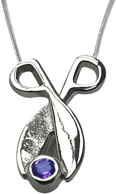 Amethyst Beautifully set in 925 Sterling Silver Pendant with 18 IN Chain (SDP343) Sterling Silver Amethyst Sterling Silver Pendant