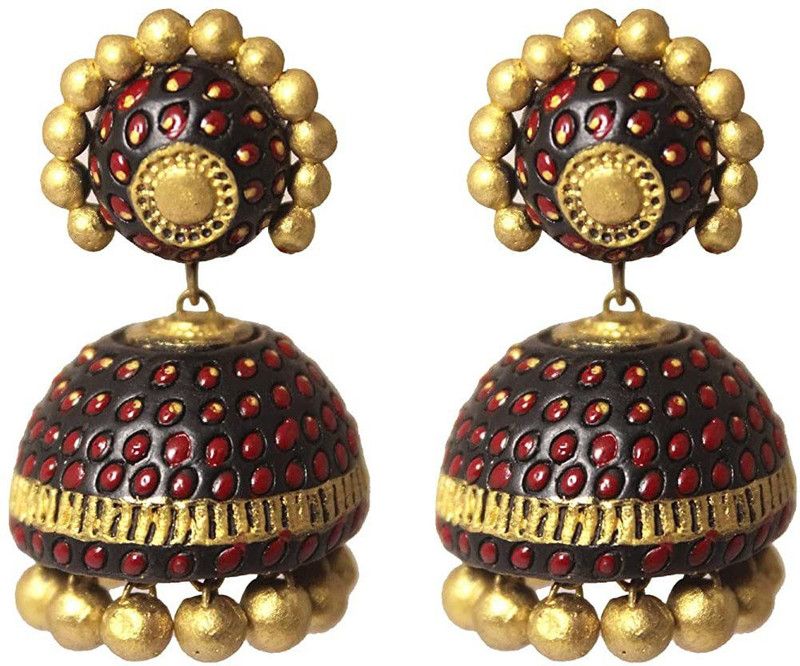 Snehcrafts handcrafted Terracotta large Traditional Stud jhumka Earrings for Weding Women Latest Design | 1 pairs of Jhumki earrings Terracotta Jhumki Earring, Stud Earring