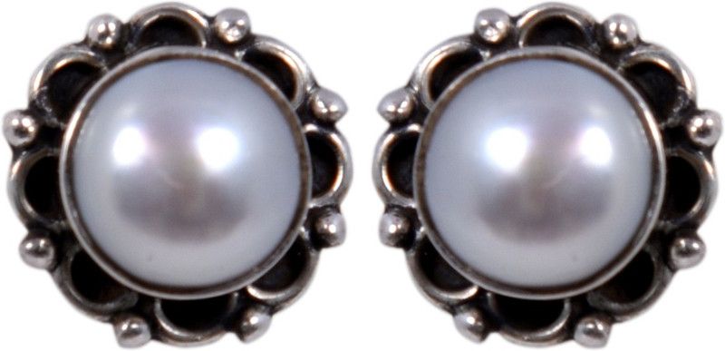 Pearl studded Silver earrings Pearl Silver Stud Earring