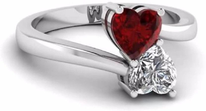 LOVE RING MADE OF SILVER FOR GIRL'S AND WOMEN'S Metal Cubic Zirconia Silver Plated Ring