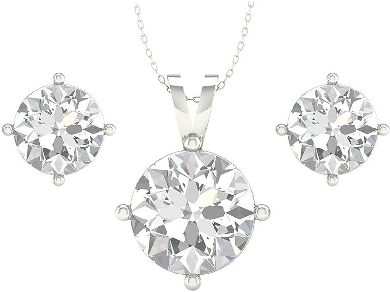 Sterling Silver Gold-plated White Jewel Set  (Pack of 1)