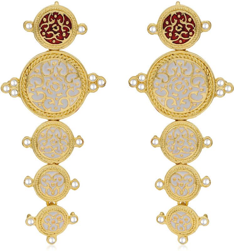 Sukkhi Classy Gold Plated Kundan Meenakari Dangle Earring For Women Alloy Drops & Danglers