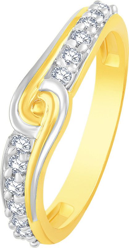 Rose Pattern Solitaire Alloy, Brass Cubic Zirconia Gold Plated Ring