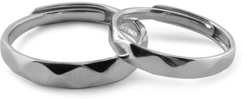 ZAVYA 925 Sterling Silver, Rhodium-plated Plain Couple Ring Set | With Certificate of Authenticity and 925 Hallmark Sterling Silver Silver Plated Ring