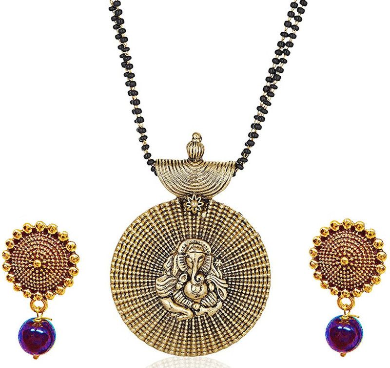 Alloy Gold-plated Gold, Black, Purple Jewel Set  (Pack of 1)