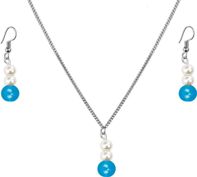 Alloy Blue, White Jewel Set  (Pack of 1)