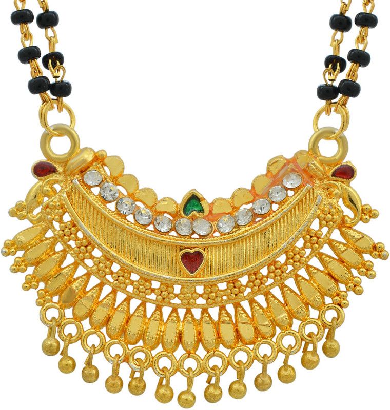 Gold Coated Alloy CZ Brass, half Moon Shape, Ethnic hand made traditional Jewellery for Women Mangalsutra Brass Mangalsutra