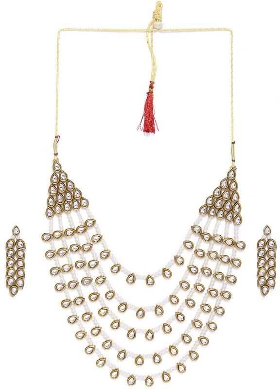 Stone Gold-plated White, Black Jewel Set  (Pack of 1)