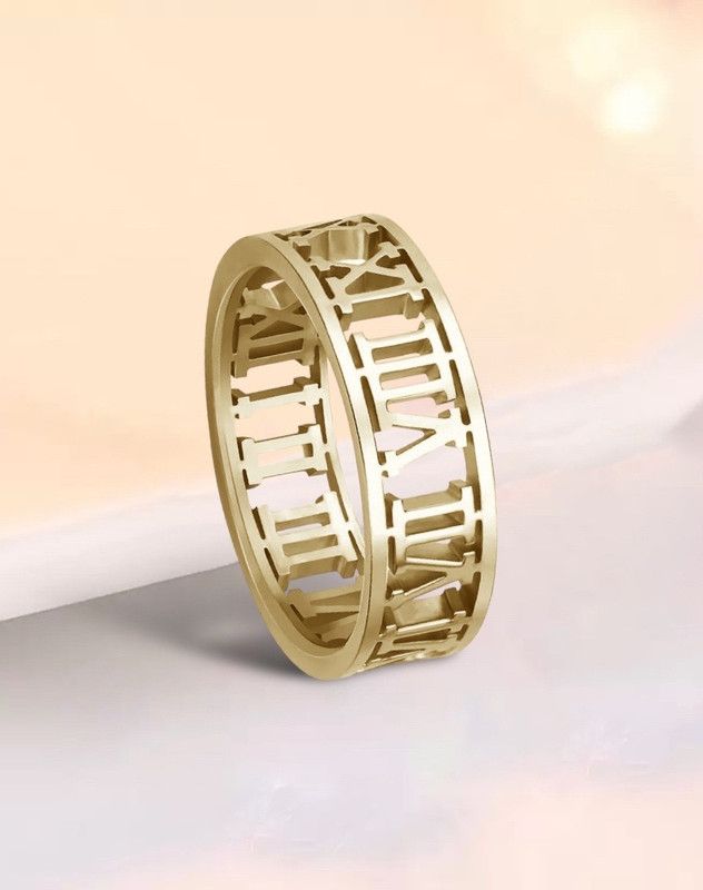 Majestic Roman Band Ring Women & Girls Stainless Steel Gold Plated Ring