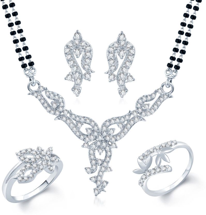Alloy Rhodium Silver, Black Jewel Set  (Pack of 1)