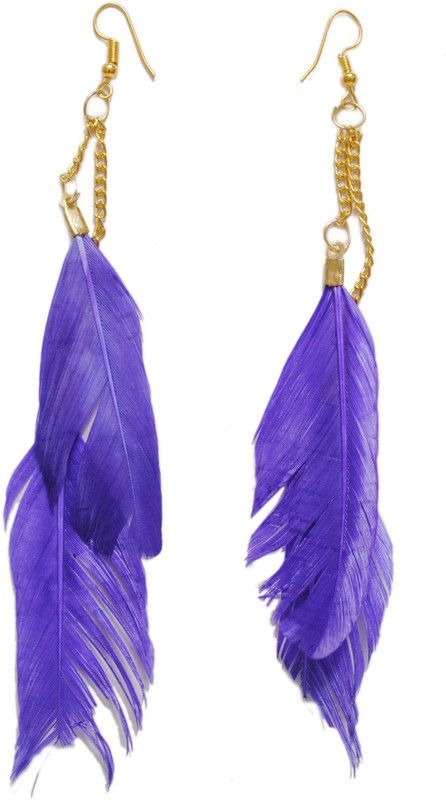 Blue Tribal Feather Alloy Tassel Earring