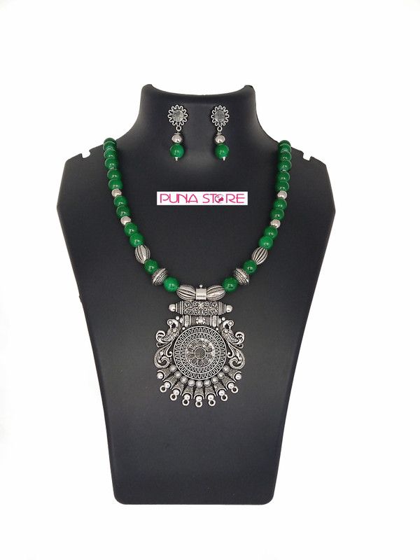 Alloy Green, Silver Jewel Set  (Pack of 1)