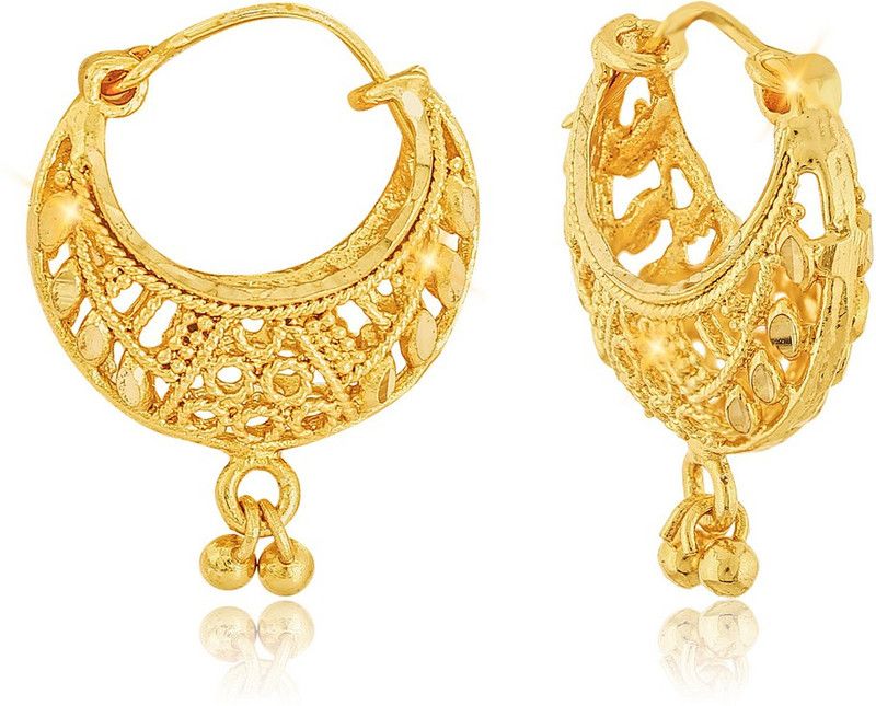 Traditional 1gm Gold Plated Bucket Bali Ear Ring Alloy Drops & Danglers