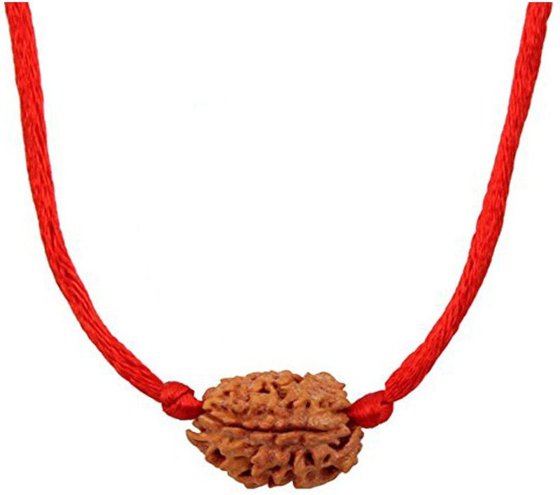 Original Certified Three Faced Teen Mukhi Nepali Rudraksha Beads Simple Pendant Locket with Red Thread Astrology Jewellery For Boys Silk Dori Pendant