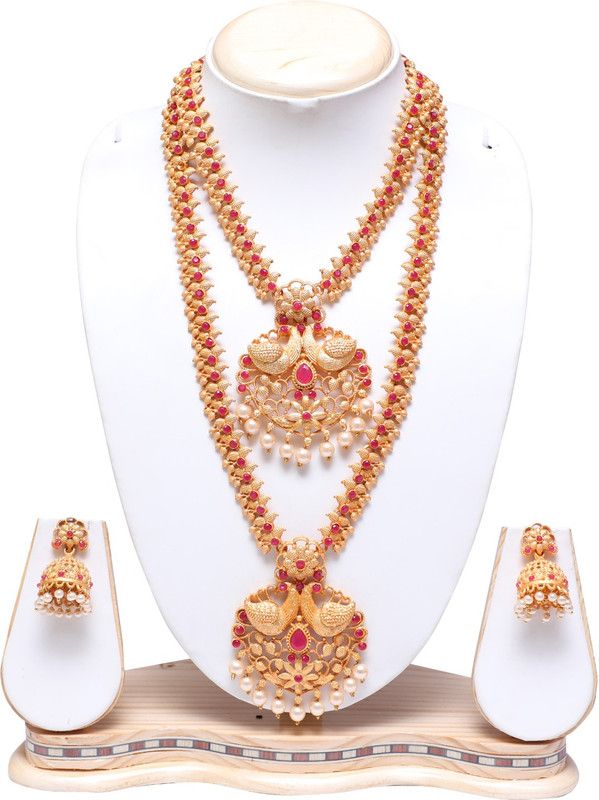 Alloy Jewel Set  (Green, Maroon)