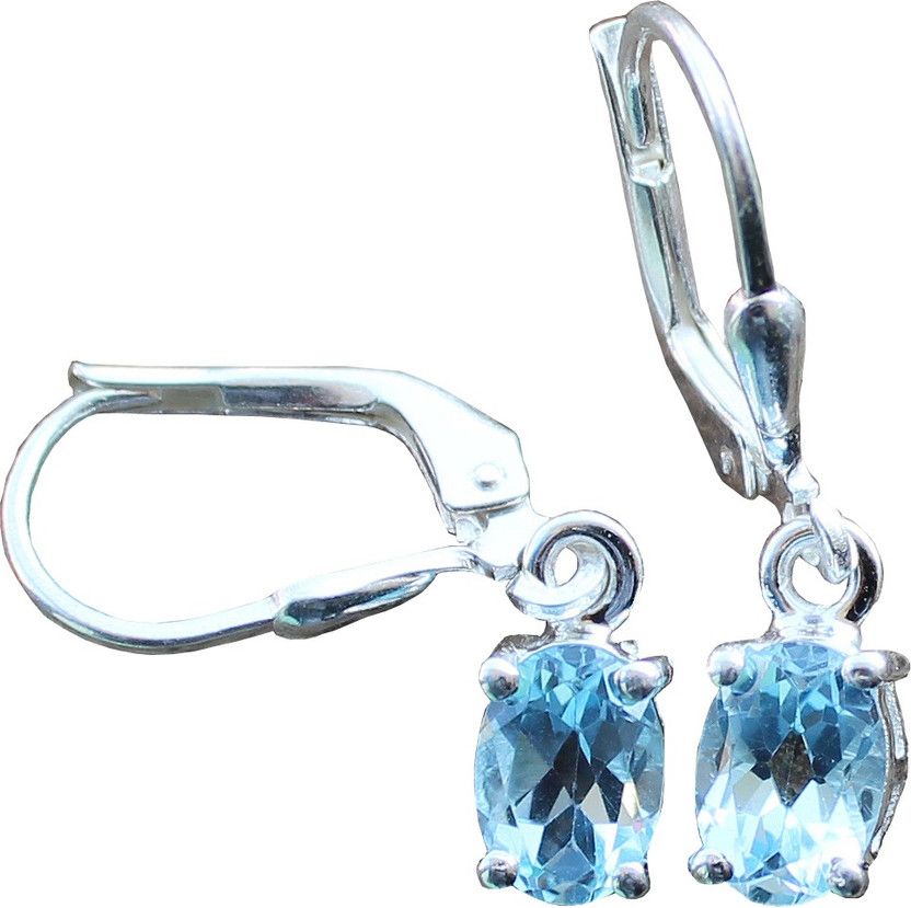 Bhanu Gems Blue Topaz Lever Back Earrings in 925 Silver Stamp Gift for her Peridot Silver Hoop Earring