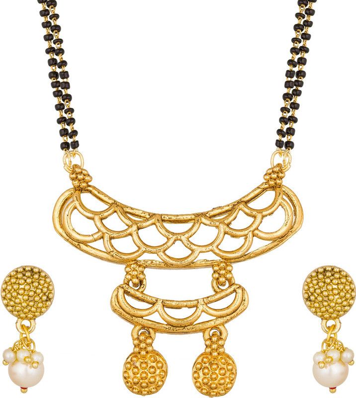 Metal, Alloy Gold-plated Gold, Black, White Jewel Set  (Pack of 1)