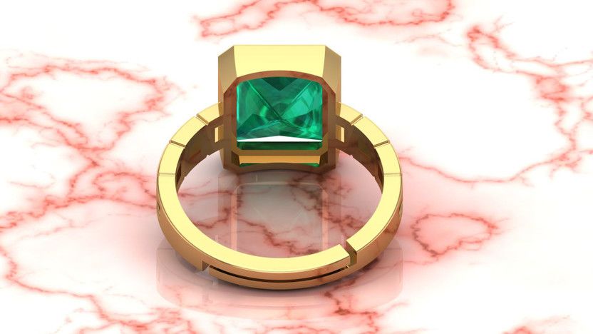 6.25 Ratti 5.55 Carat Natural Emerald Panna Panchdhatu Rashi Ratan Gold Plating Brass Emerald Rhodium Plated Ring