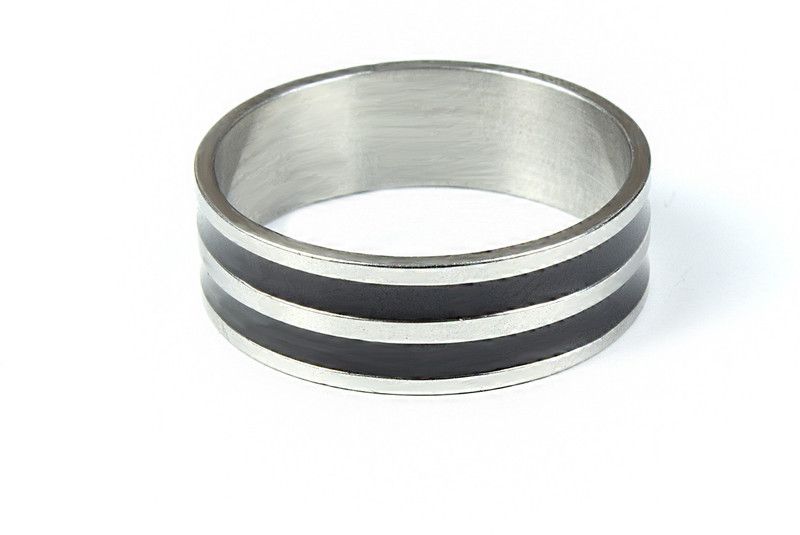 Silver & Black Double Layer Stainless Steel Rings for Boys & Girls Stainless Steel Silver Plated Ring