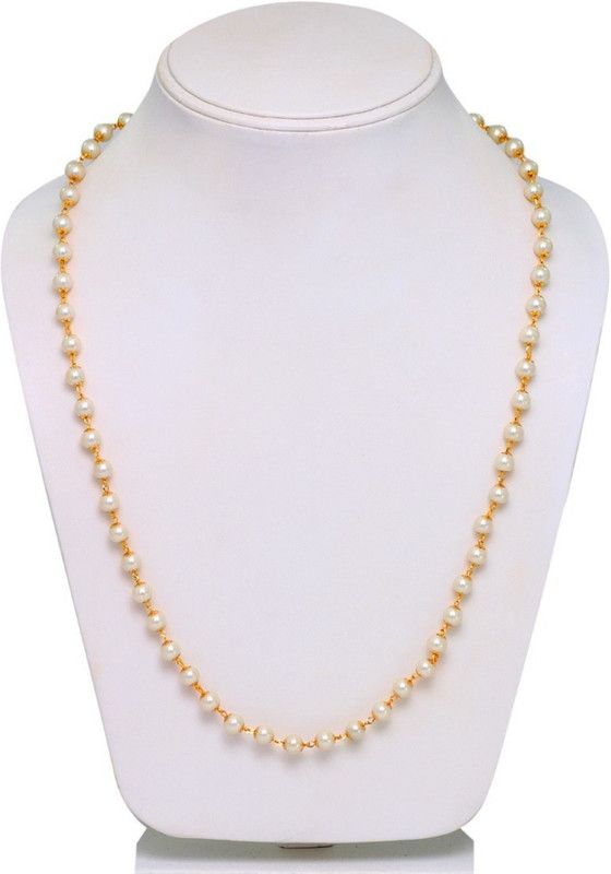 Single Line Elegant Long Pearl Chain for Party or Festivals Gold-plated Plated Alloy Necklace