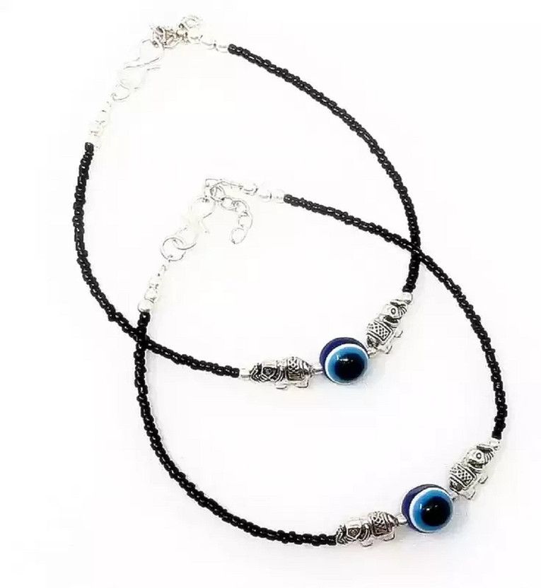 fashion flu Evil Eye Elephant Fashion Anklet / Payal Brass Anklet  (Pack of 2)