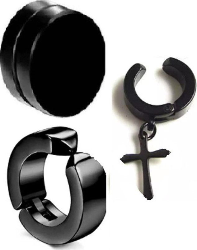 Presents all Desgin of 1Round shape + 1 T shape + 1 Ring shape magnetic earring Stainless Steel Magnetic Earring