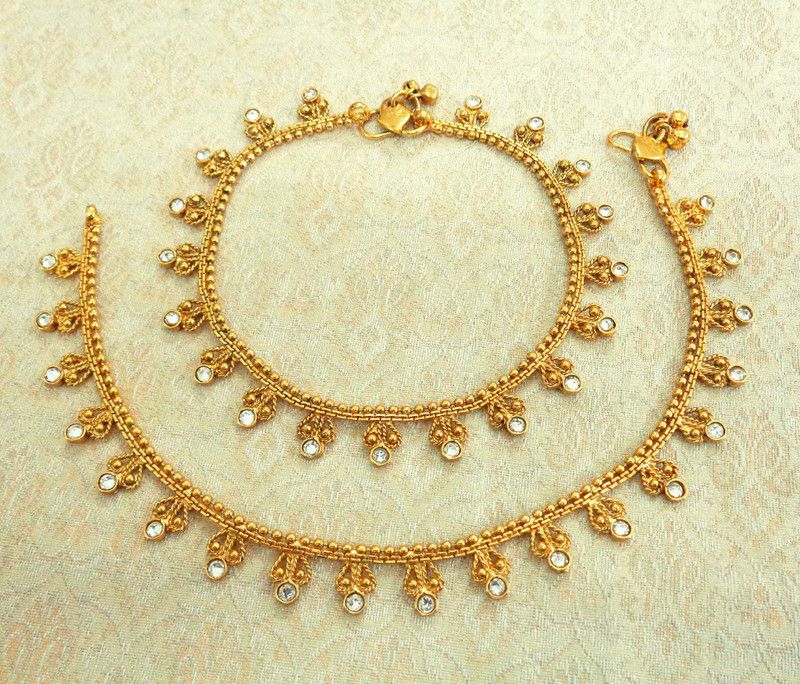 Navi Naveli White Gold plated Copper Payal Anklet Jewelry Copper Anklet  (Pack of 2)