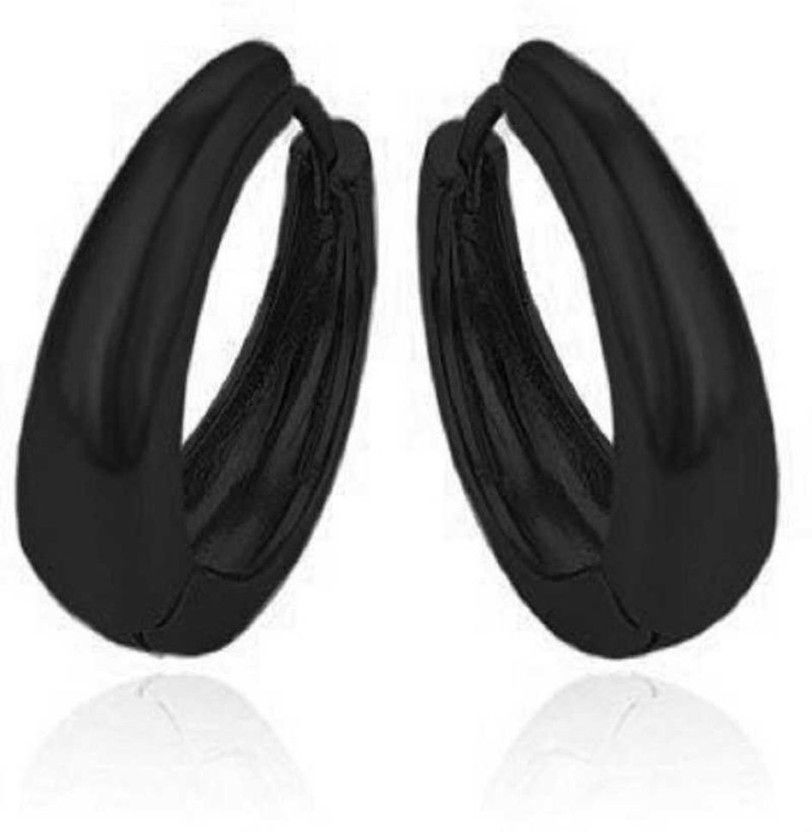 Kaju Shape Black Earring for Men Woment Girl and Boy Metal Hoop Earring
