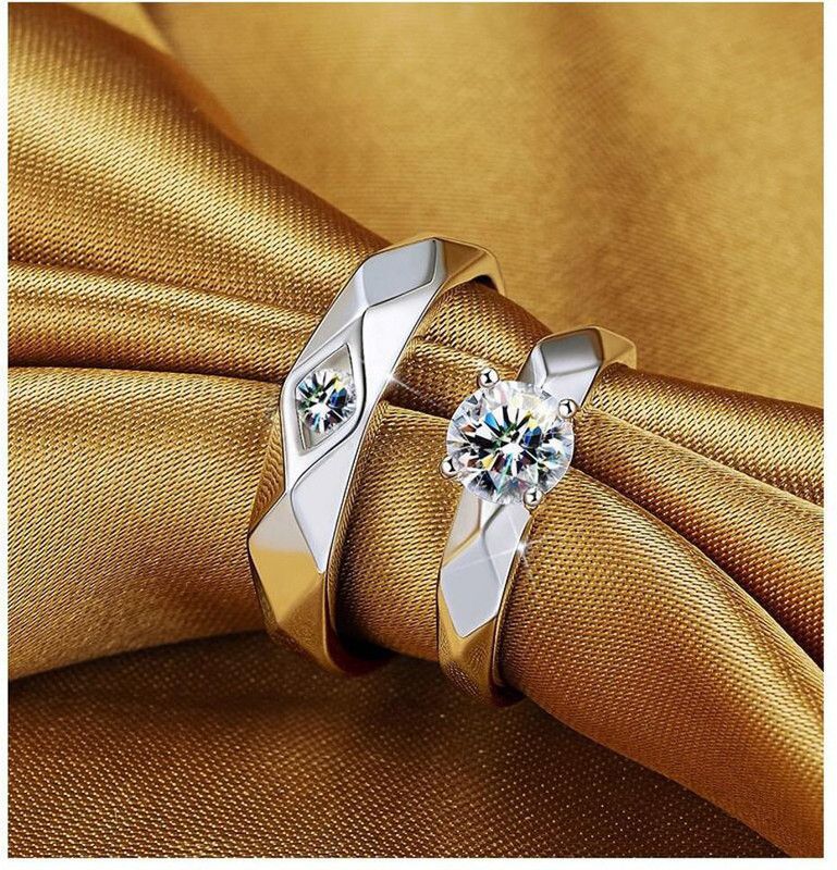 Valentine Special Adjustable Couple Rings for Girls Boy Love Ring Stainless Steel Crystal Titanium Plated Ring