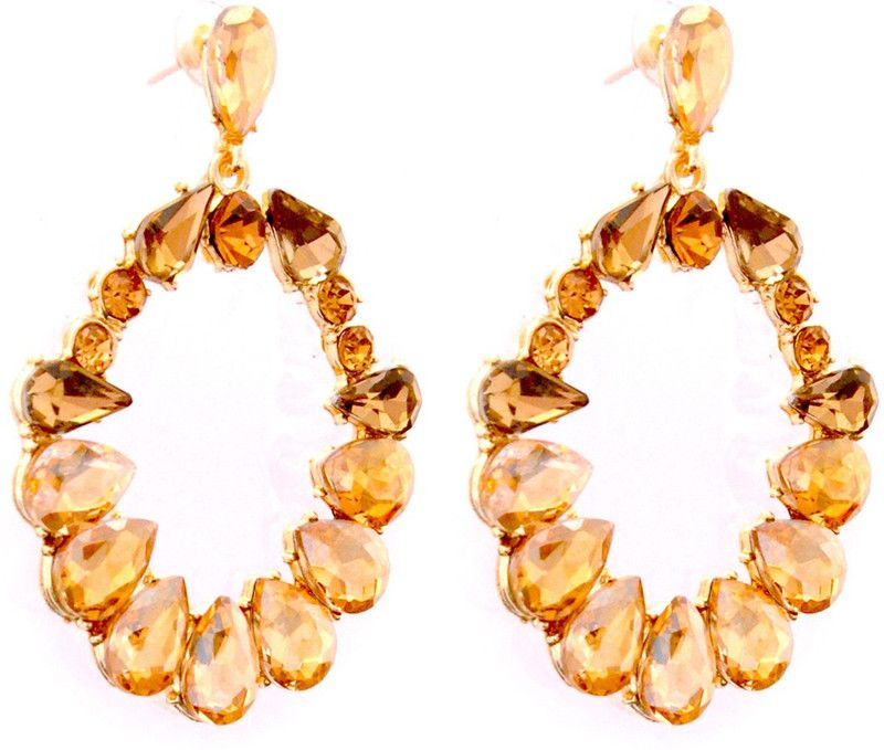 Set Of 1 Pair Earring Set Latest Collection Diamond shape Gold Colour Look Fantastic Diamond Metal Jhumki Earring