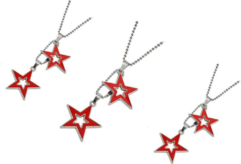 AJAY TANYA Three Combo Rock Star Red Locket Classic Design, Stylish Stainless Steel