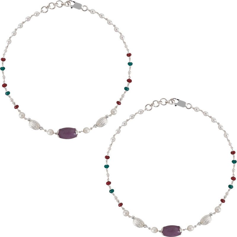 Jewel99 Italian Pride Sterling Silver Anklet  (Pack of 2)