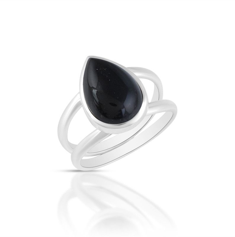 925 Sterling Silver Pear Black Onyx Gemstone Solitaire Earrings for Women Jewelry Gift Sterling Silver Onyx Silver Plated Ring