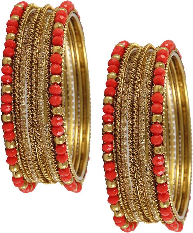 Metal, Alloy Beads, Zircon Bangle Set  (Pack of 16)