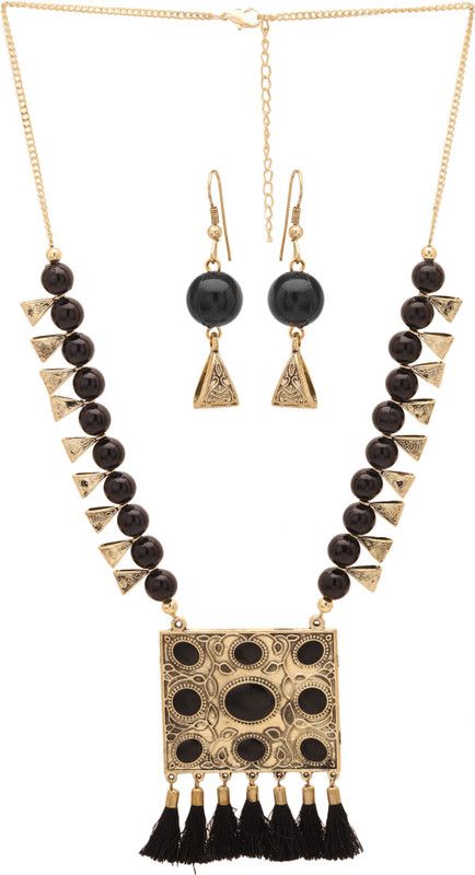Dori, Alloy Gold-plated Gold, Black Jewel Set  (Pack of 1)